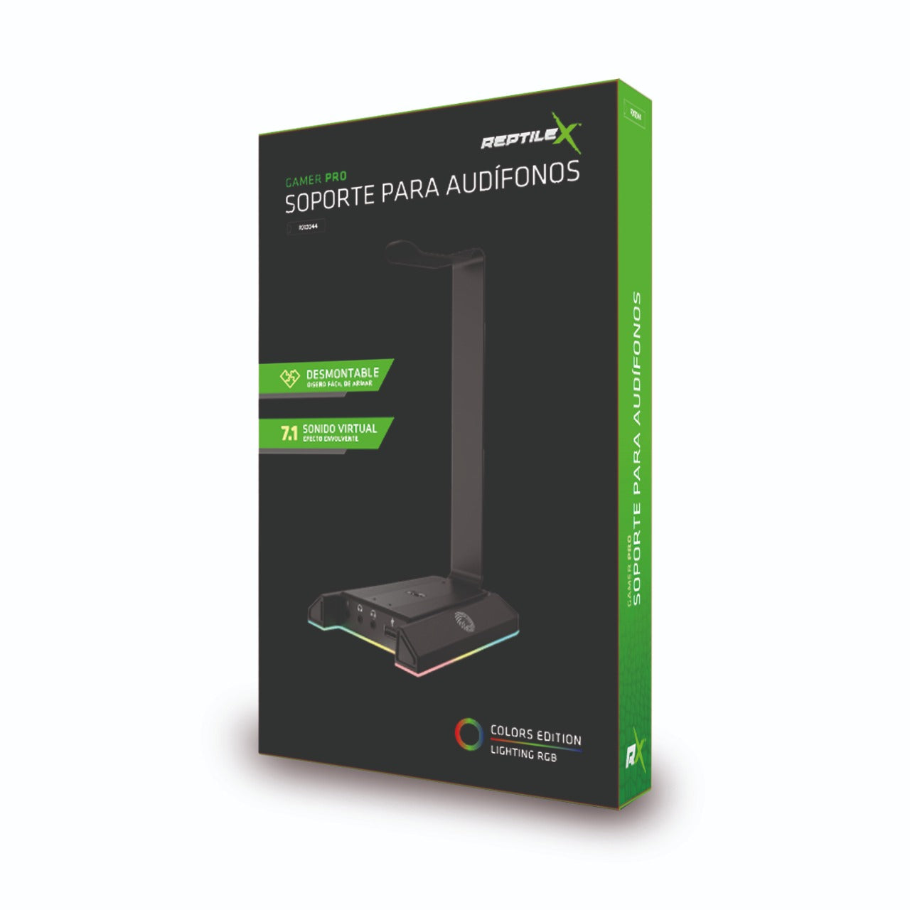 Soporte De Audifonos Reptilex Rx0044 Rgb Usb 3.5 Negro – imagen 2