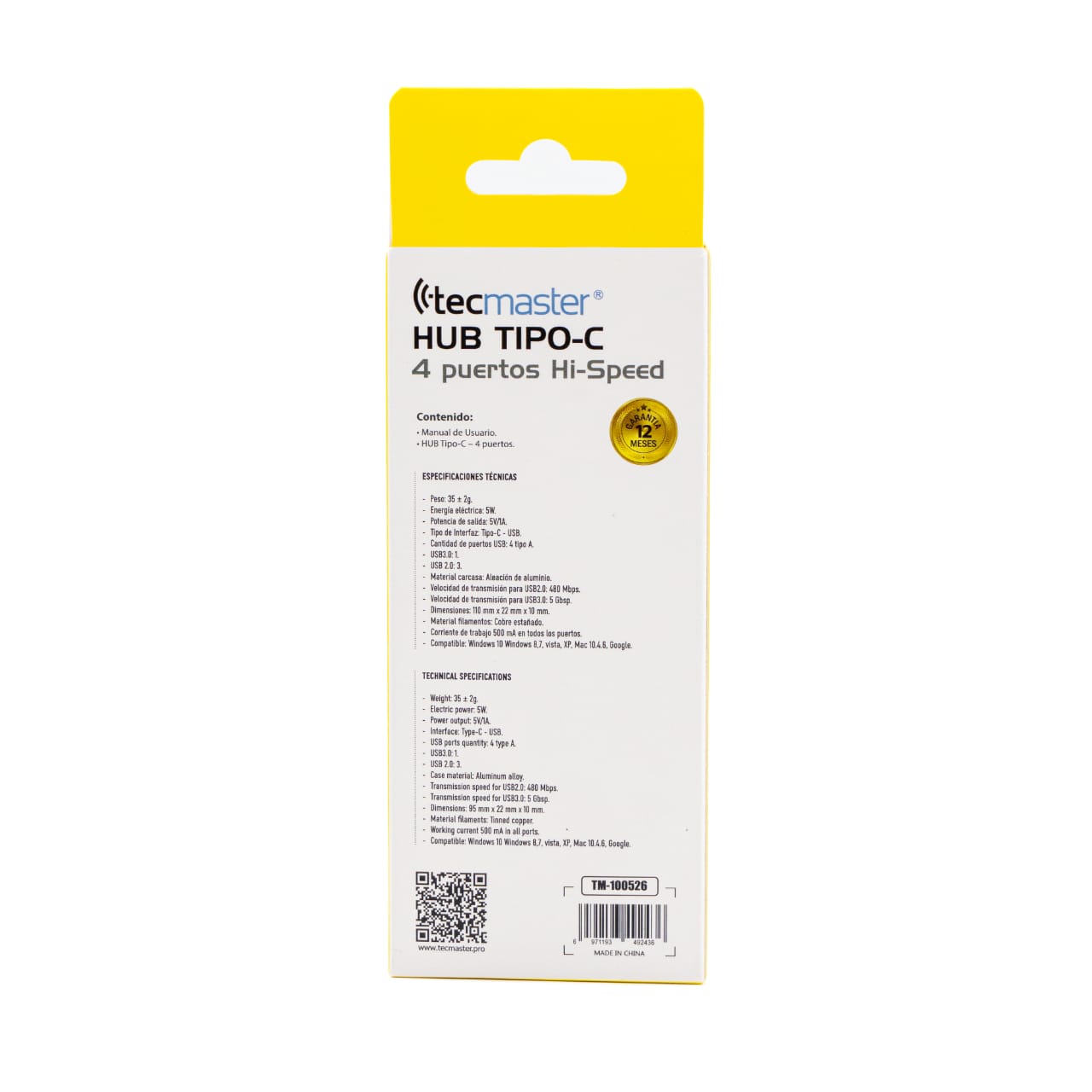 Adaptador Tecmaster Hub Tipo C + 4 Puertos Usb Gris – imagen 3