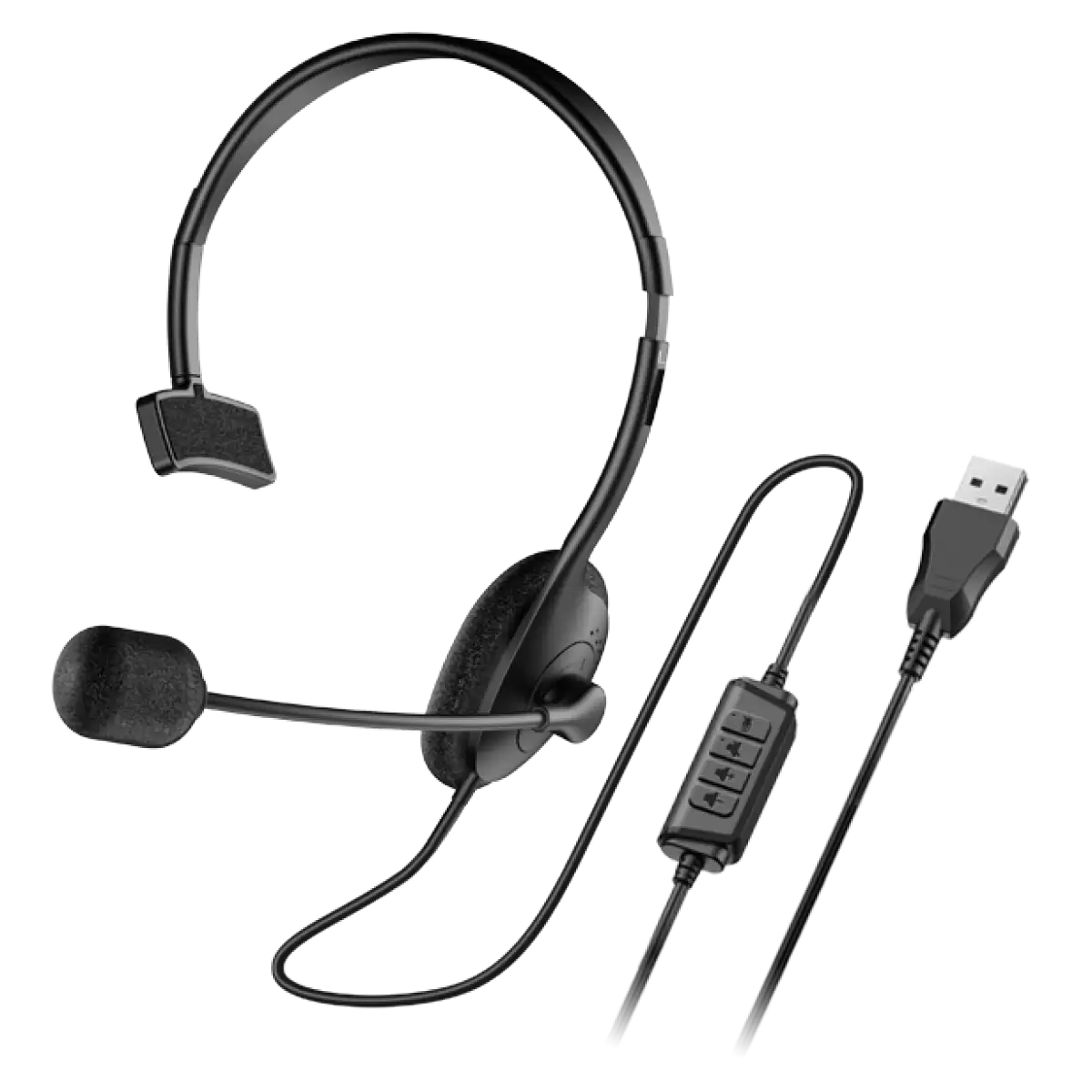 Audífonos Monoaural Usb Genius Hs-100u 2 Metros Pc Negro