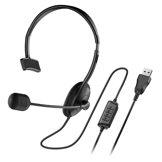 Audífonos Monoaural Usb Genius Hs-100u 2 Metros Pc Negro