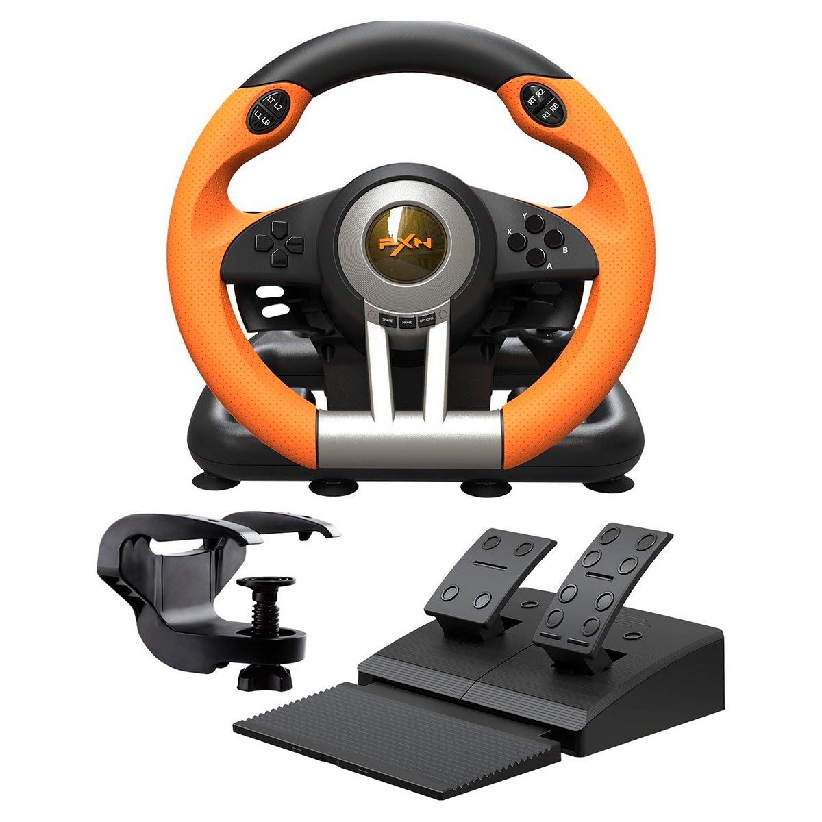 Kit Volante Con Pedales Pxn V3 Pro Para Pc Ps4 Xbox Switch Naranjo
