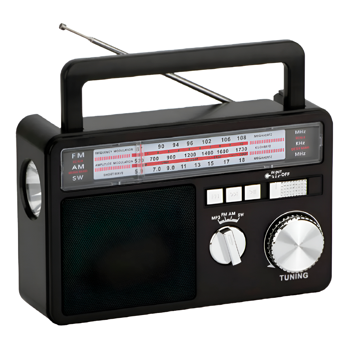 Radio Portátil Solar BT USB LED PowerSun TL637 Tecnolab Negro