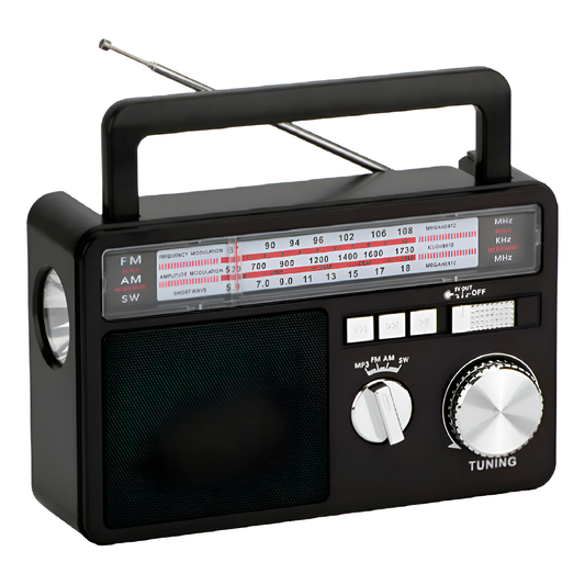 Radio Portátil Solar BT USB LED PowerSun TL637 Tecnolab Negro