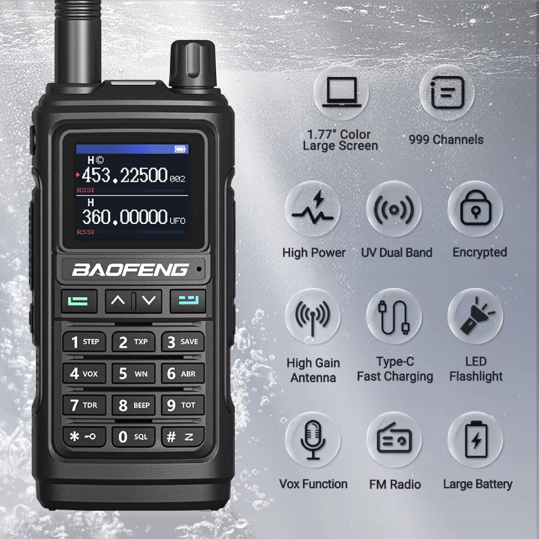 Kit 2 Unidades Radio Walkie Talkie Baofeng Waterproof UV-17M Negro – imagen 2