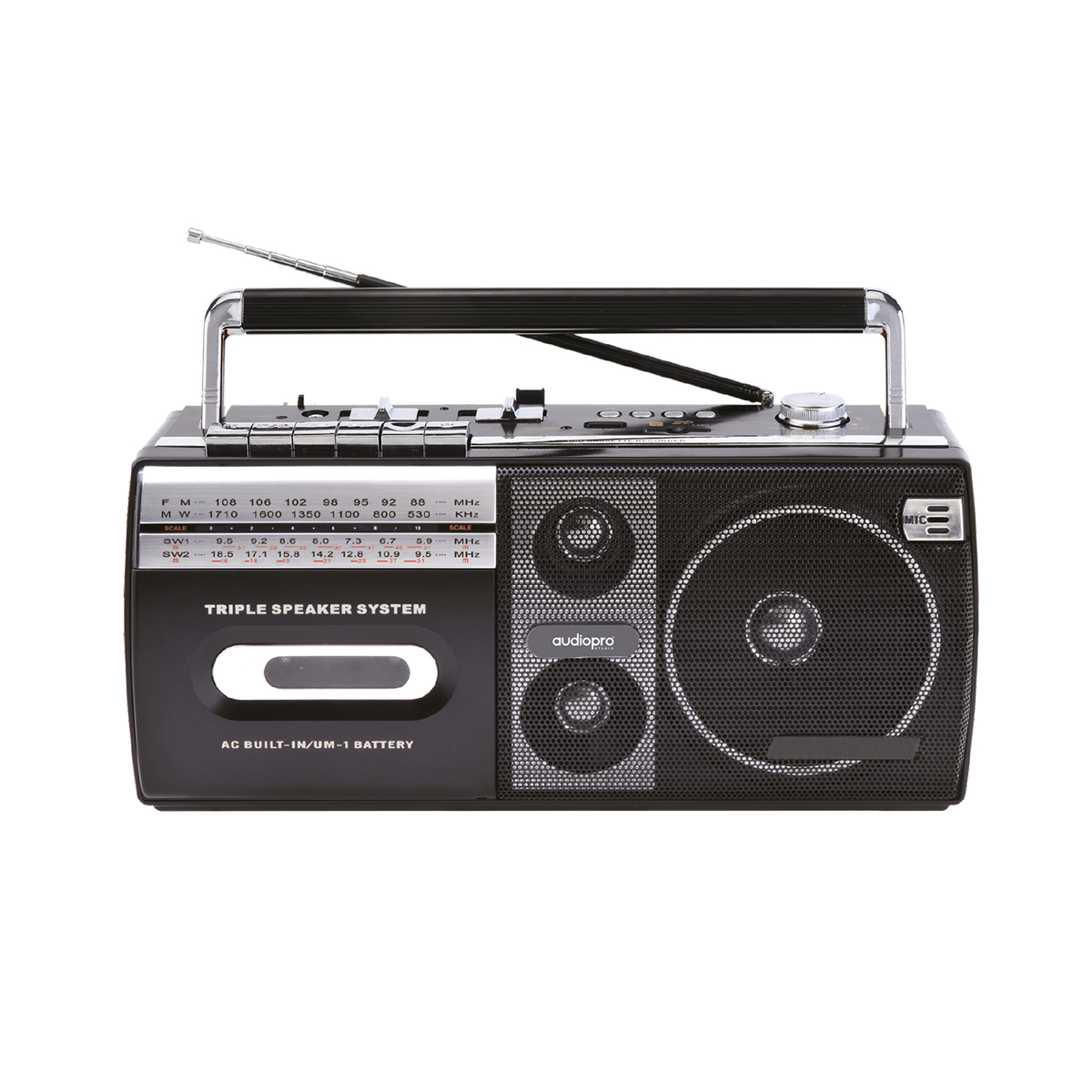 Radio Portatil Casette Recorder Audiopro Ap02077 Negro