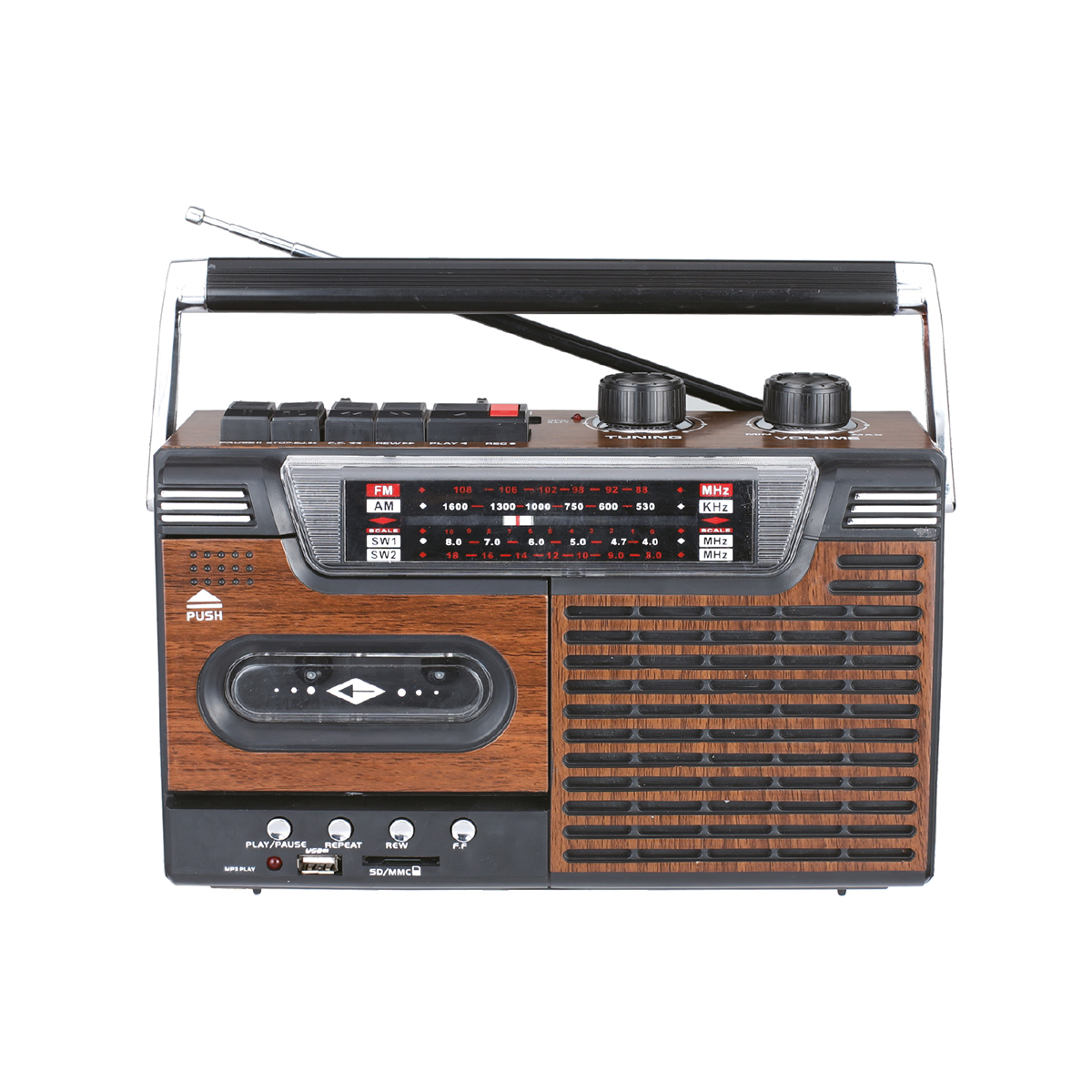 Radio Portatil Bluetooth Casette Recorder Audiopro Ap02076 Negro