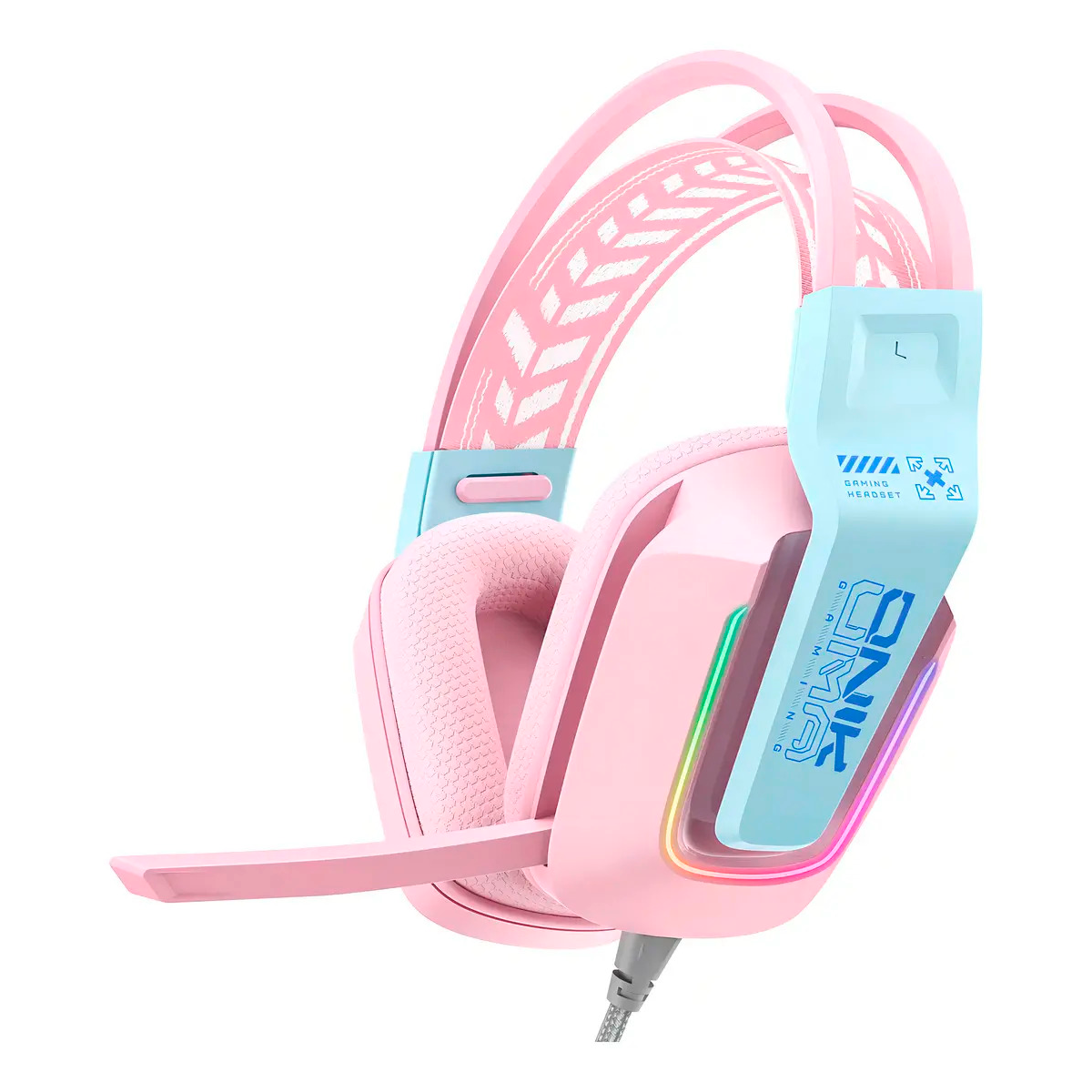 Audifonos Gamer Onikuma X13 Sonido Envolvente Micrófono Rgb Rosado