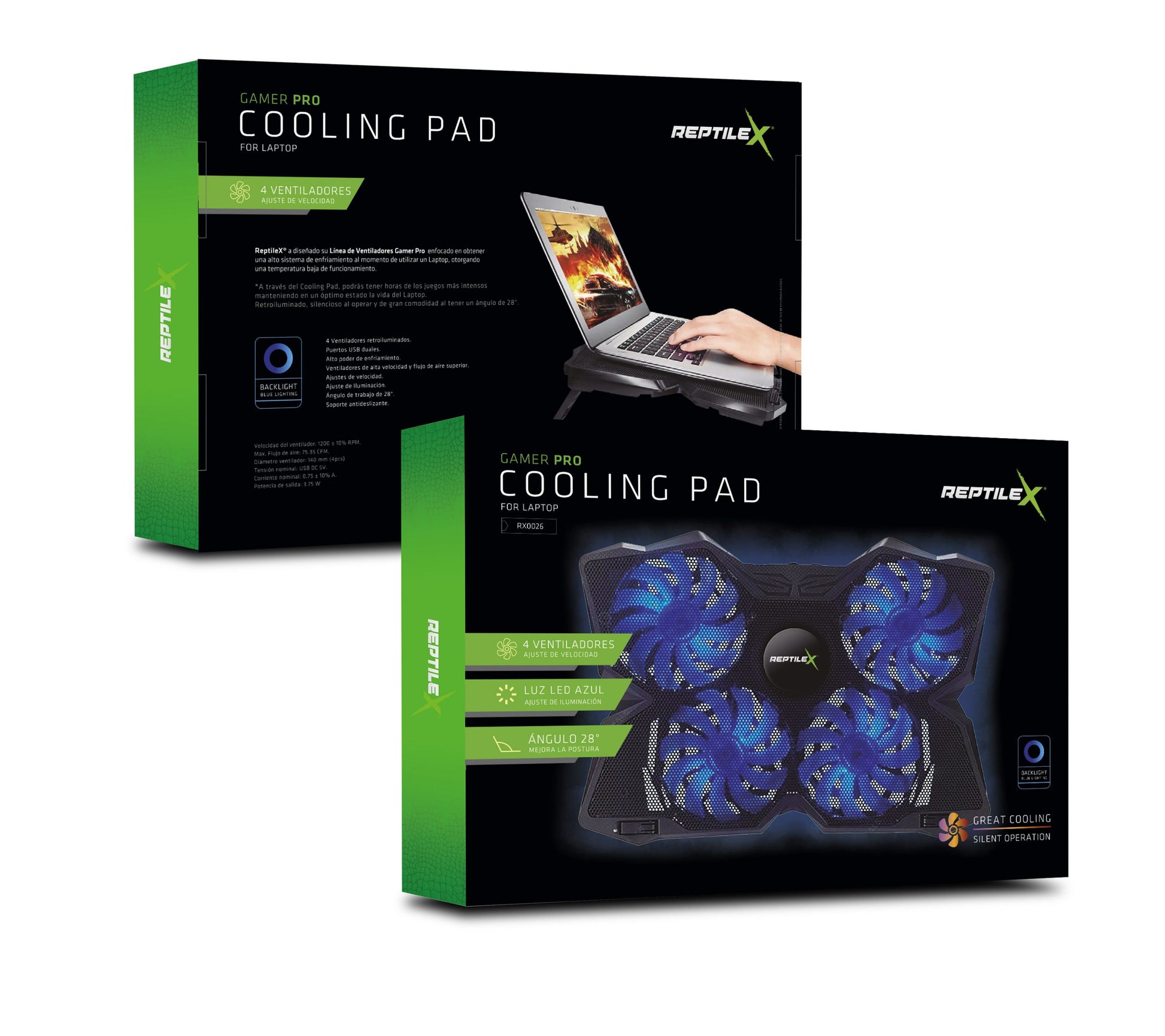 Ventilador Notebook Gamer Reptilex Pro 4 Aspas RX0026 Negro – imagen 3