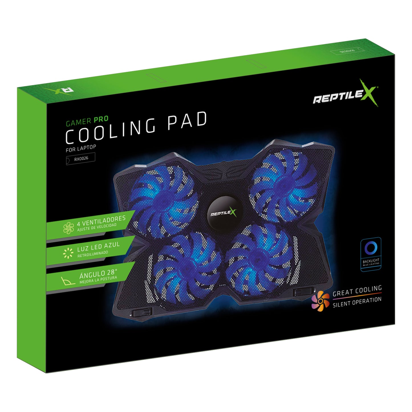 Ventilador Notebook Gamer Reptilex Pro 4 Aspas RX0026 Negro – imagen 2