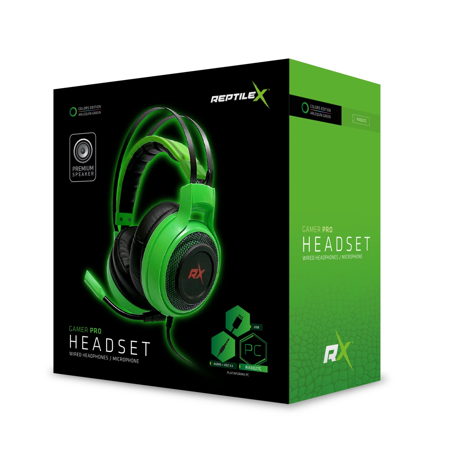 Audifonos Gamer Reptilex RX0027g Pc Verde – imagen 3