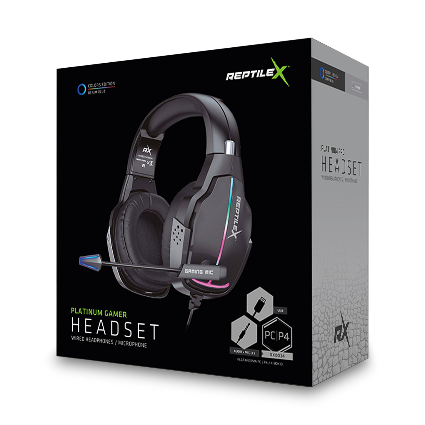 Audifonos Gamer Reptilex Platinum RX0034 Pc Ps4 Xbox Switch Negro – imagen 2