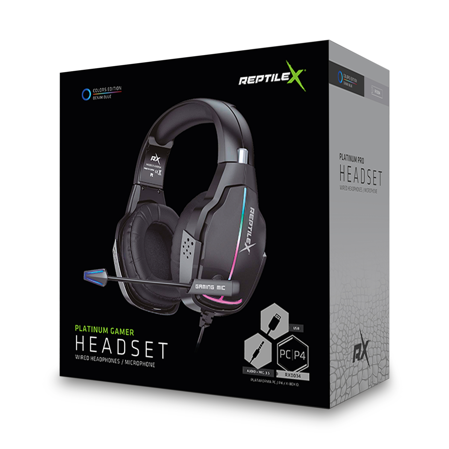 Audifonos Gamer Reptilex Platinum RX0034 Pc Ps4 Xbox Switch Negro – imagen 2