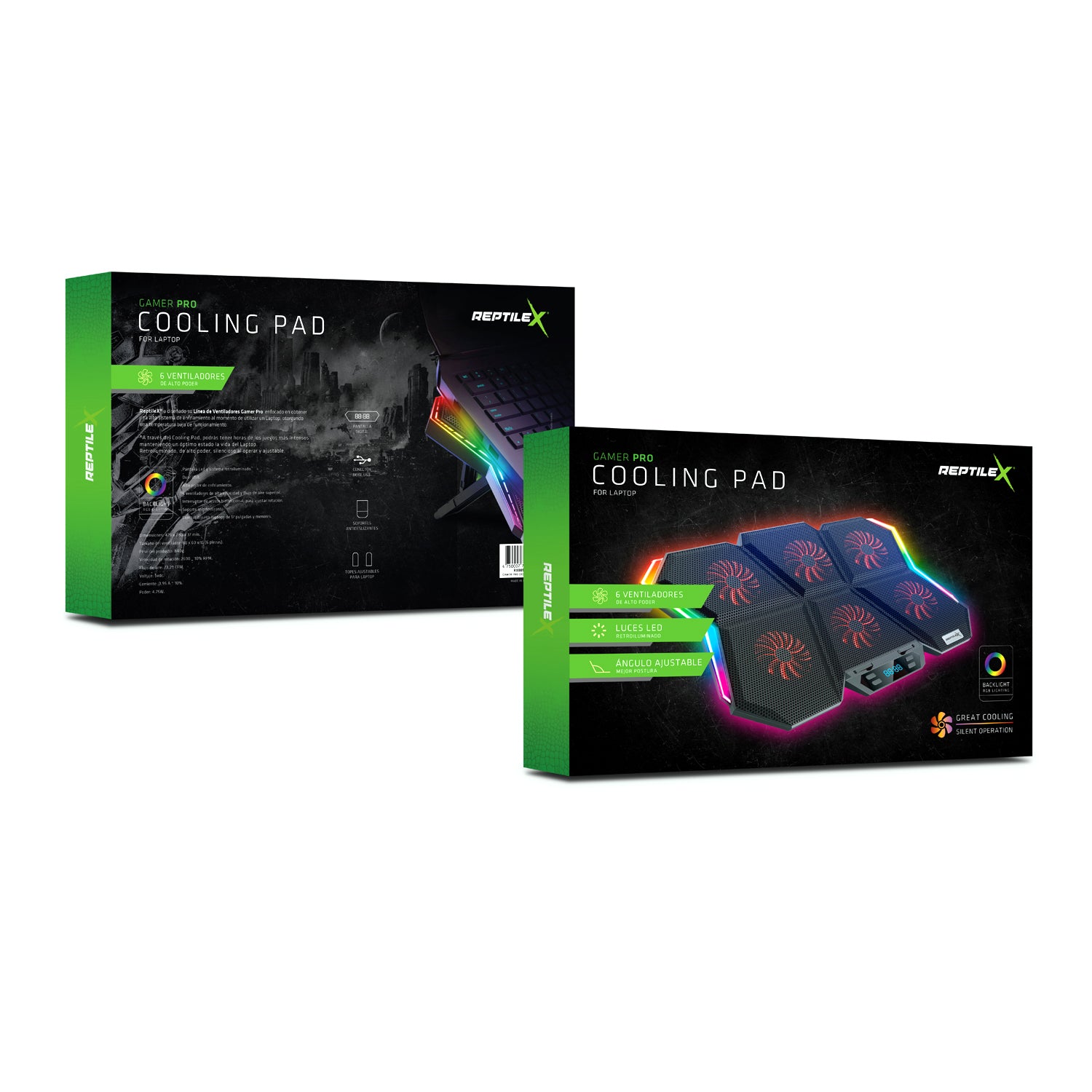 Ventilador Notebook Gamer Reptilex 6 Aspas Rgb Rx0051 Negro – imagen 2