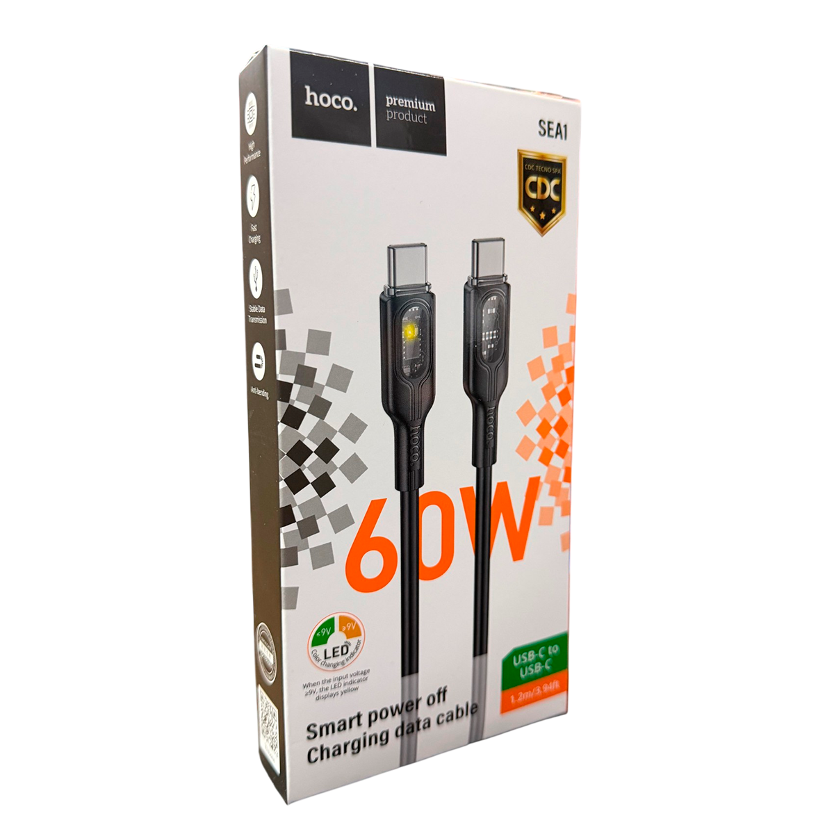 Cable Tipo C a Tipo C 60w Hoco Sea1 Negro