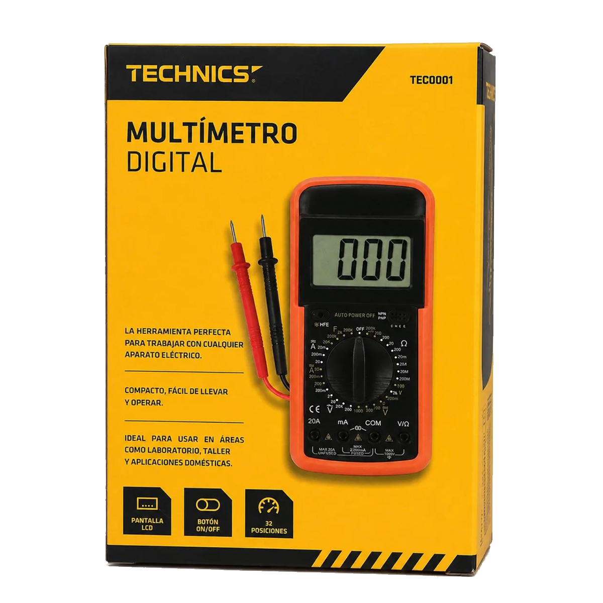 Multi Tester Digital Technics Tec0001 Negro Naranjo