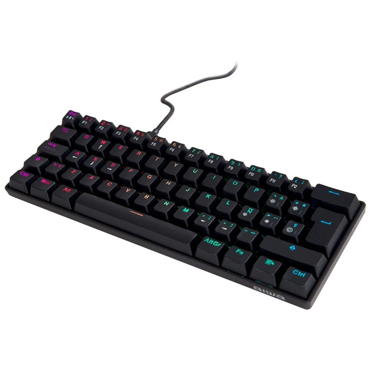 Teclado Gamer Mecanico Aiwa Gk100 RGB 60% Español Negro