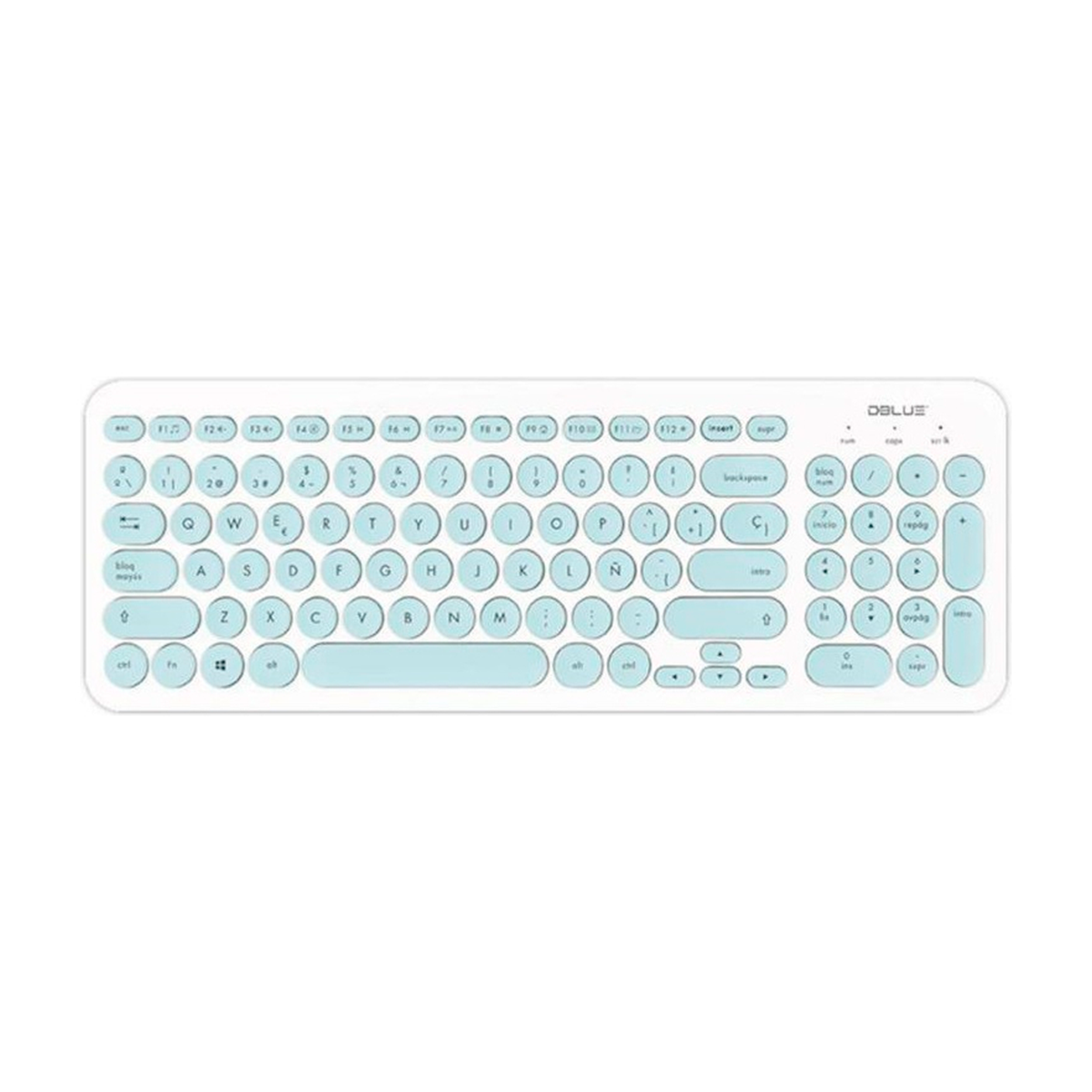 Teclado Ultra Delgado Dblue Dbk755 Tecla Redonda Blanco Celeste