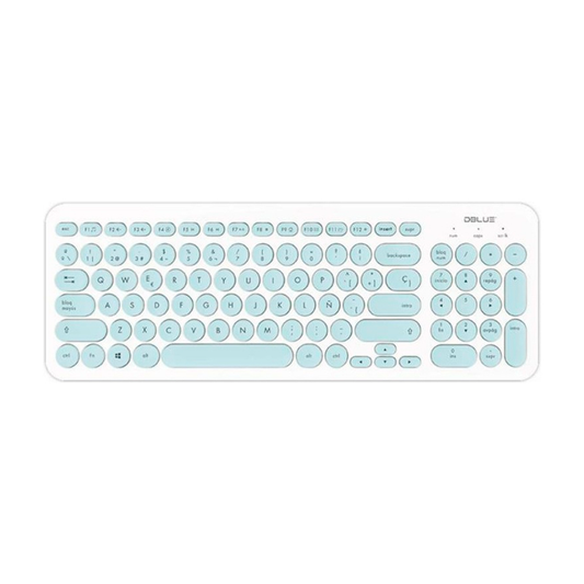 Teclado Ultra Delgado Dblue Dbk755 Tecla Redonda Blanco Celeste