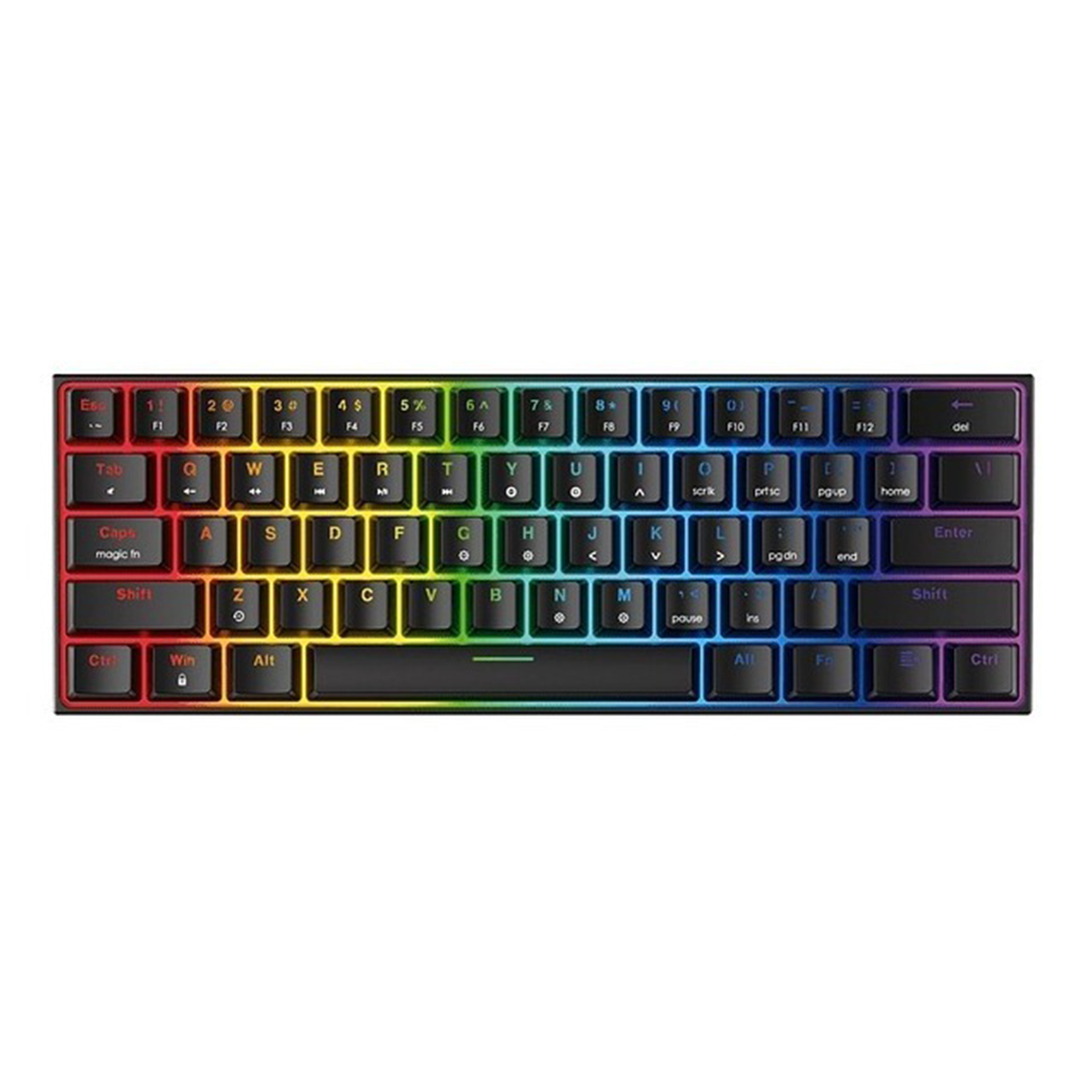 Teclado Gamer Mecanico Fantech Maxfit Mk857 60% Rgb Red Negro
