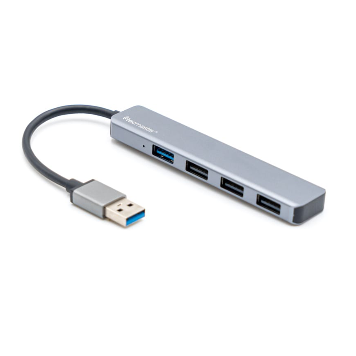 Adaptador Tecmaster Hub Usb + 4 Puertos Usb Gris