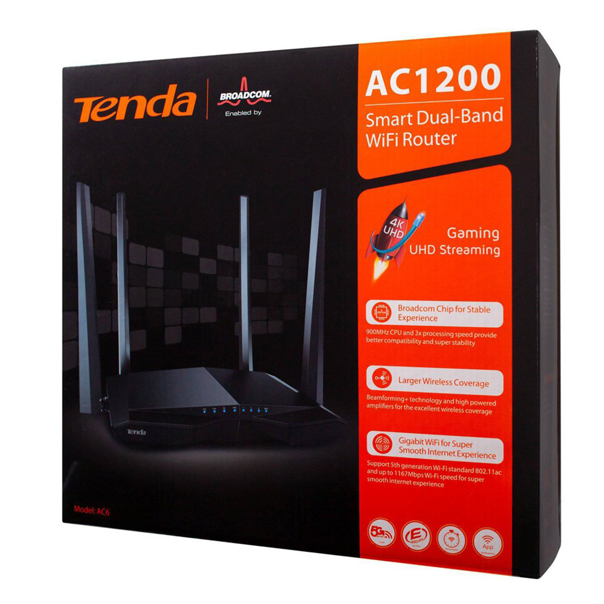 Router Wifi Tenda Ac6 Doble Banda 4 Antenas Inteligente Negro – imagen 5