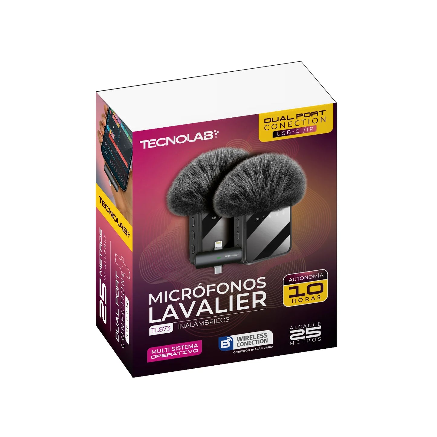 Microfono Inalambrico Externo Lavalier 2 en 1 Tecnolab Tl873 Negro – imagen 2