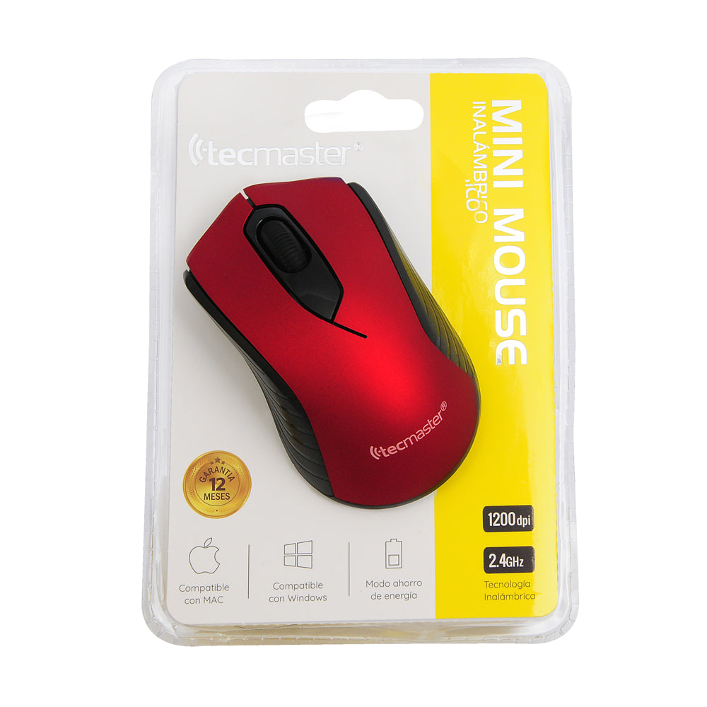 Mouse Inalámbrico Mini Tecmaster Rojo – imagen 2