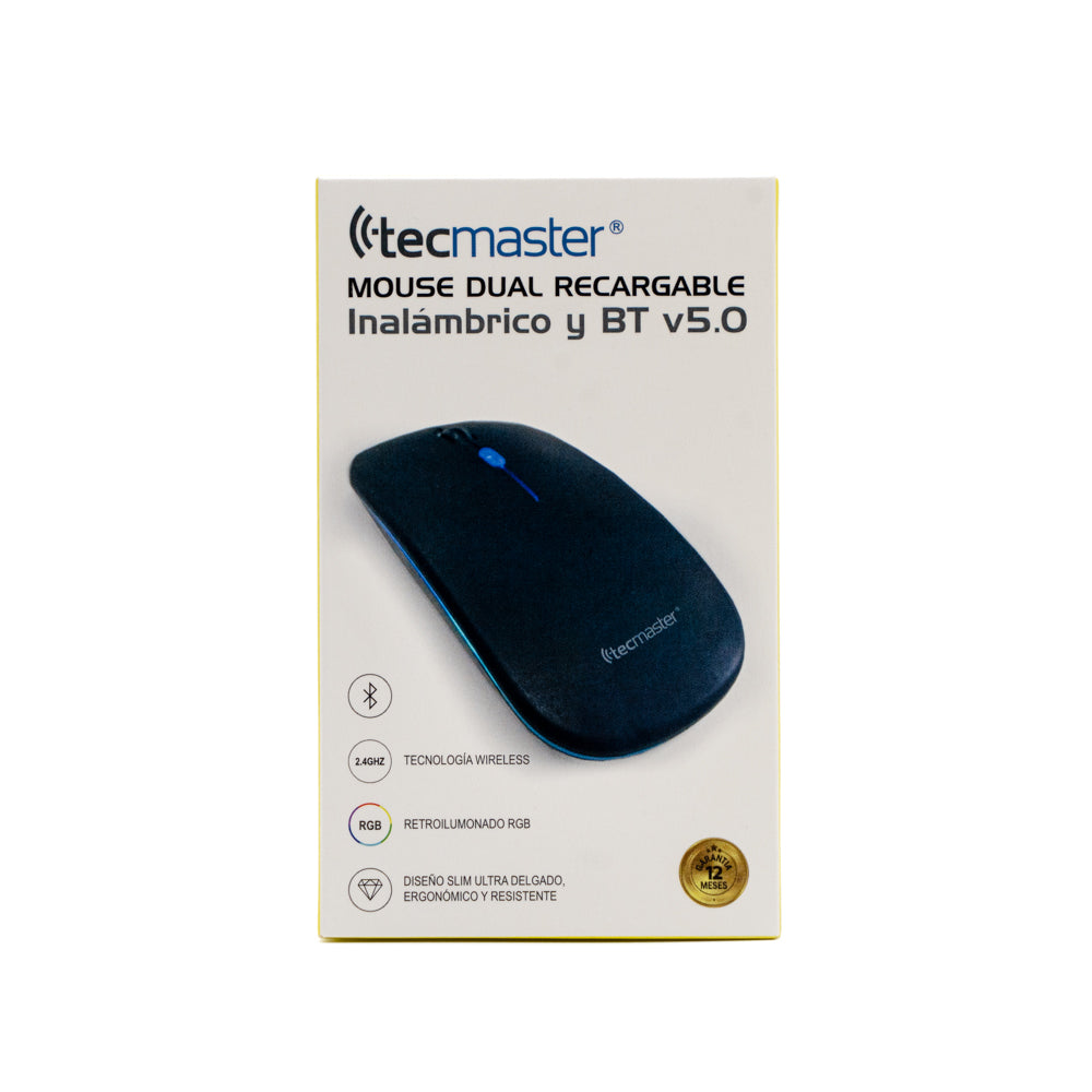 Mouse Dual Recargable Inalámbrico Bluetooth Tecmaster Negro – imagen 7