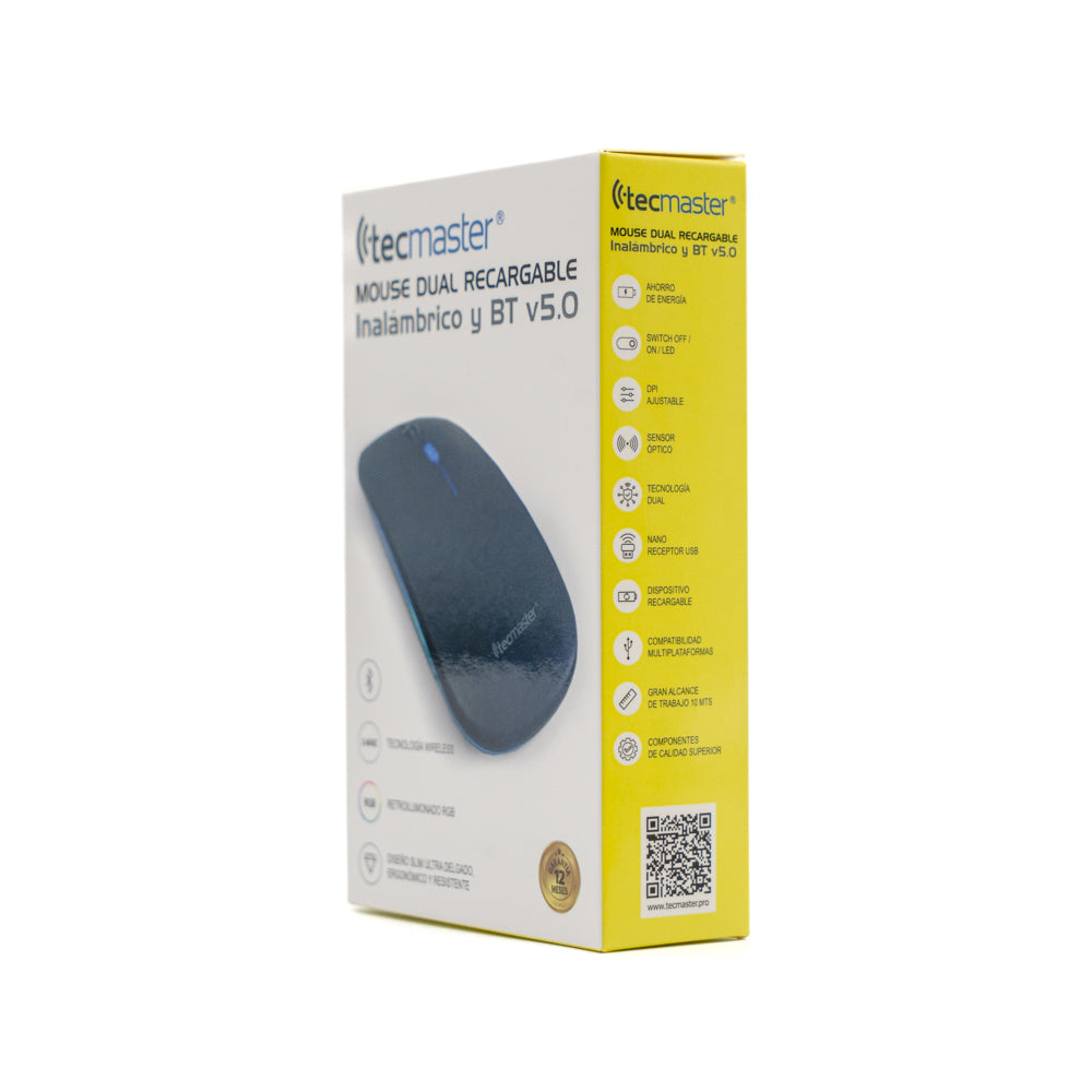 Mouse Dual Recargable Inalámbrico Bluetooth Tecmaster Negro – imagen 6