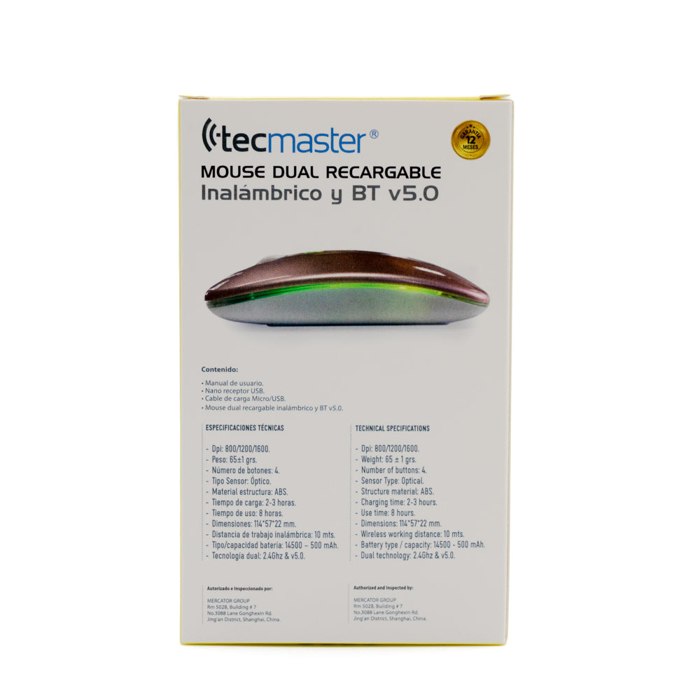 Mouse Dual Recargable Inalámbrico Bluetooth Tecmaster Rosado – imagen 4
