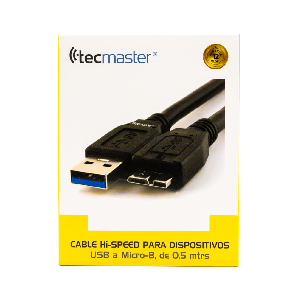 Cable Usb 3.0 A Micro B Disco Duro Externo Tecmaster Negro – imagen 2