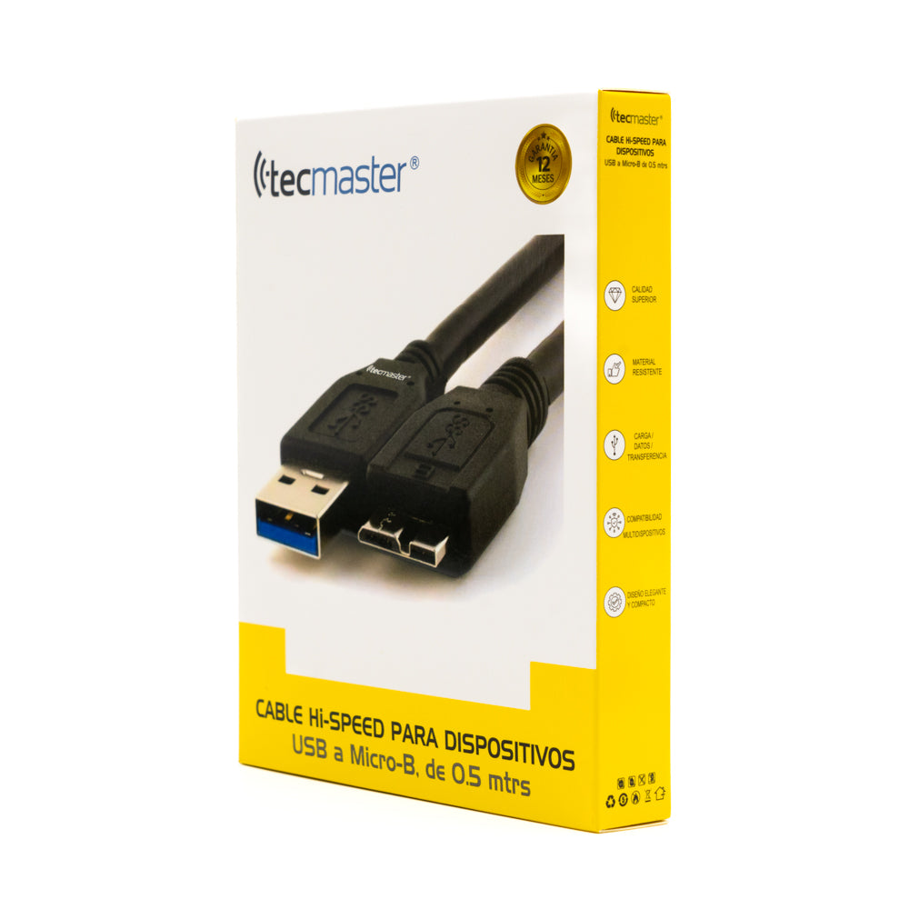 Cable Usb 3.0 A Micro B Disco Duro Externo Tecmaster Negro – imagen 3