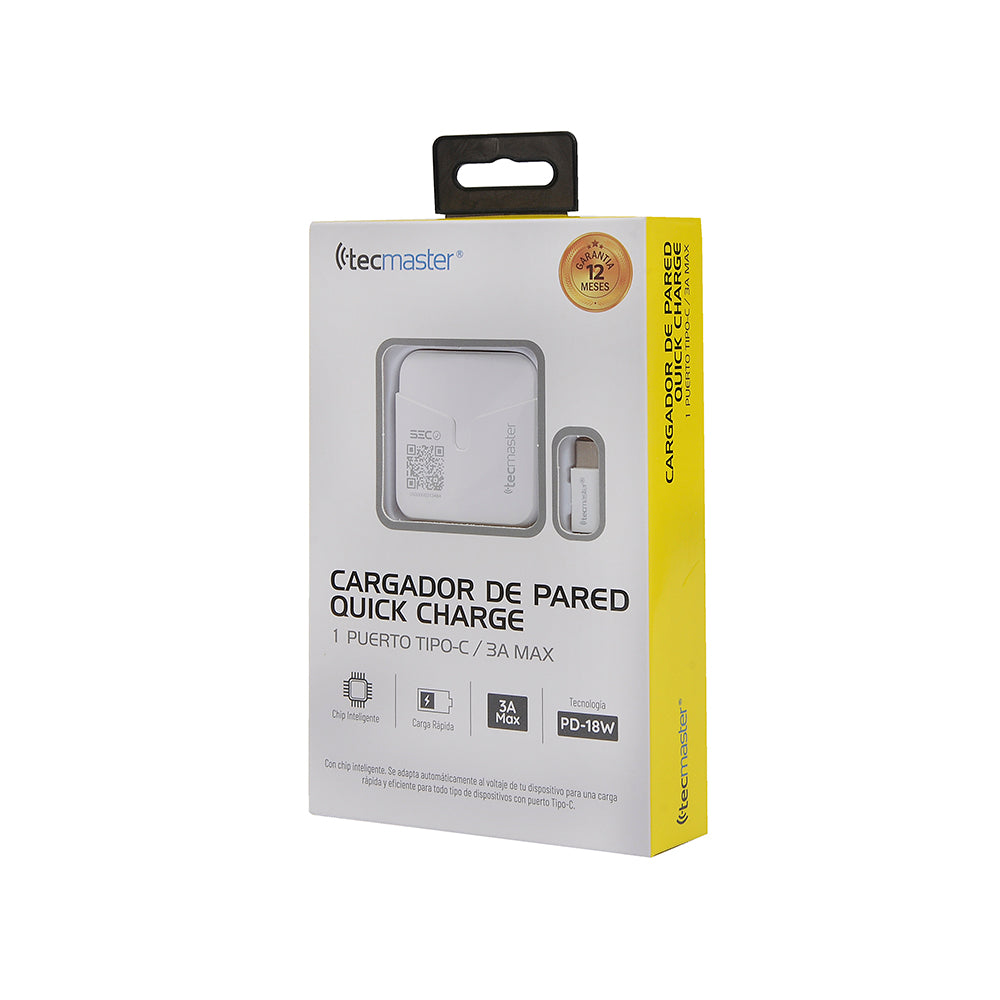 Cargador De Pared Quick Charge + Cable Tipo C Tecmaster – imagen 2