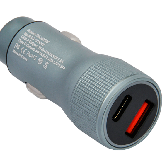 Cargador de Auto Tecmaster Qc 3.0 + Tipo C Carga Rapida Negro – imagen 2