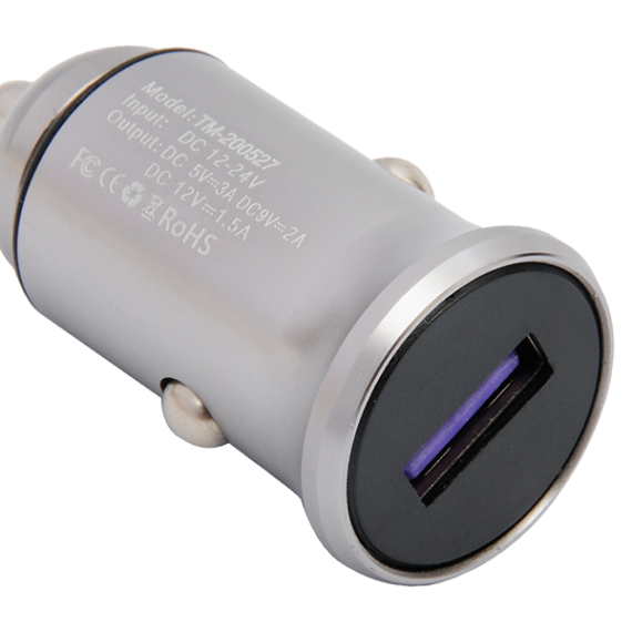 Cargador de Auto Tecmaster Qc 3.0 18w Carga Rapida Gris – imagen 2