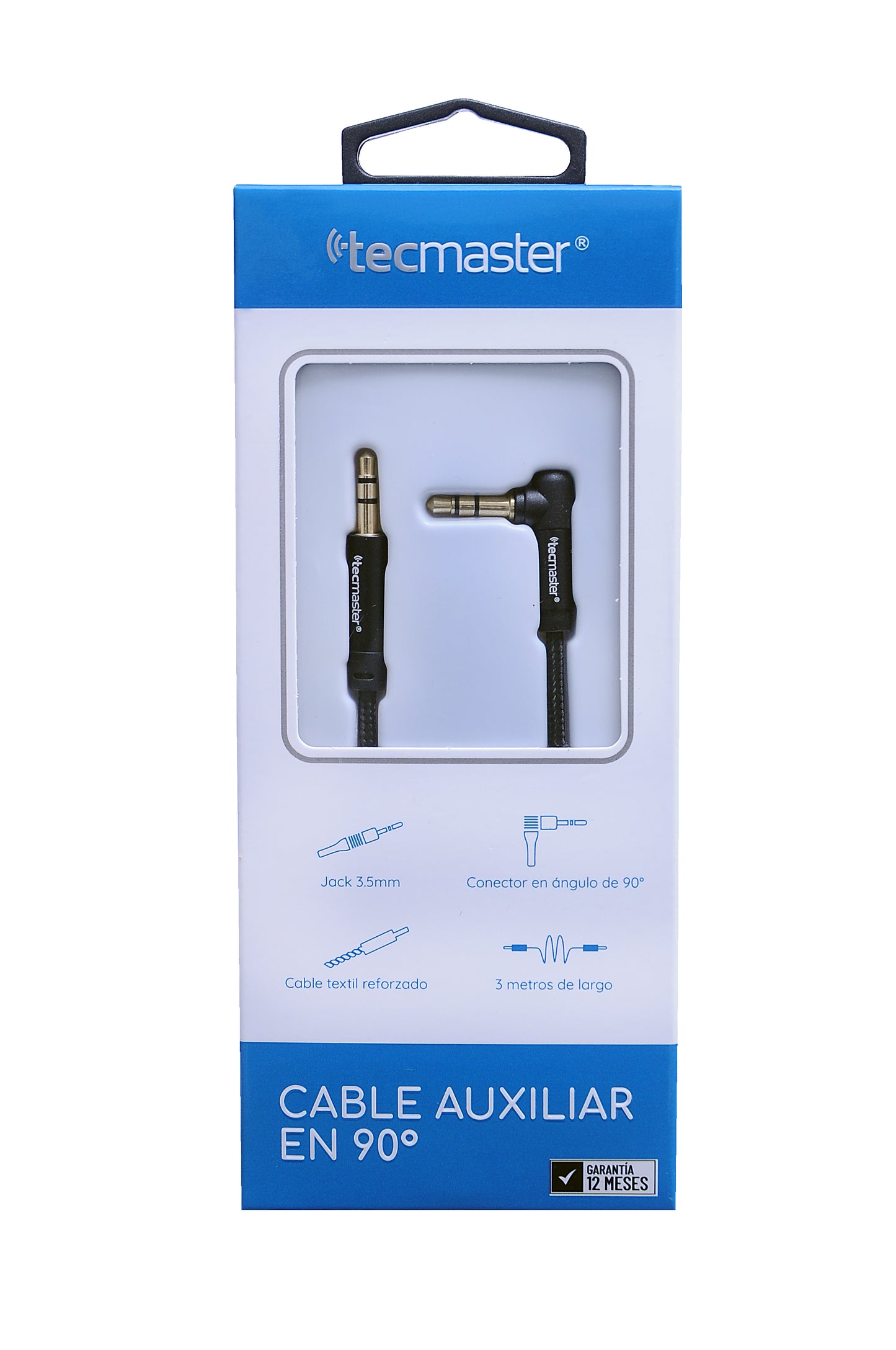 Cable Auxiliar Tecmaster 90 Grados 3 Metros Negro – imagen 3