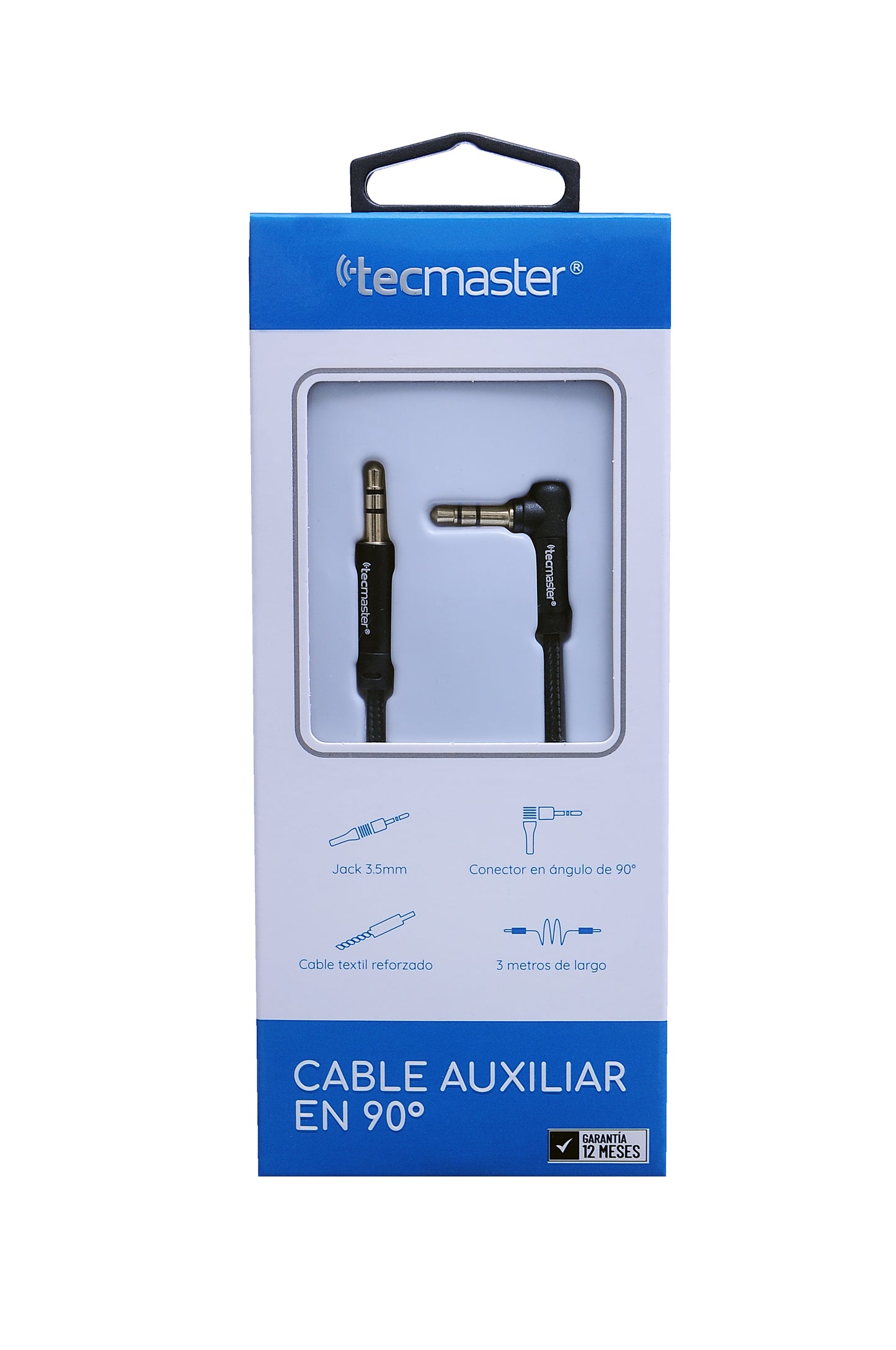 Cable Auxiliar Tecmaster 90 Grados 3 Metros Negro – imagen 2