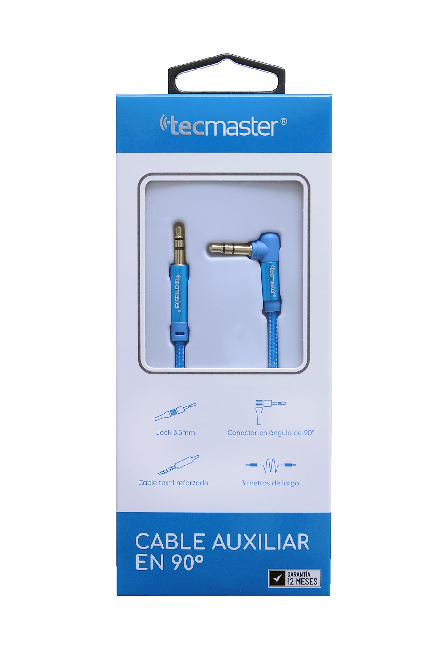 Cable Auxiliar Tecmaster 90 Grados 3 Metros Azul – imagen 4