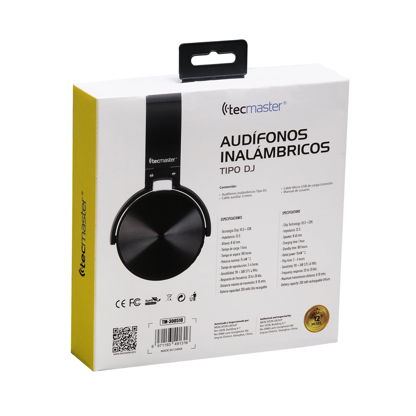 Audifonos Bluetooth Tecmaster Tipo Dj TM-300510 Negro – imagen 2