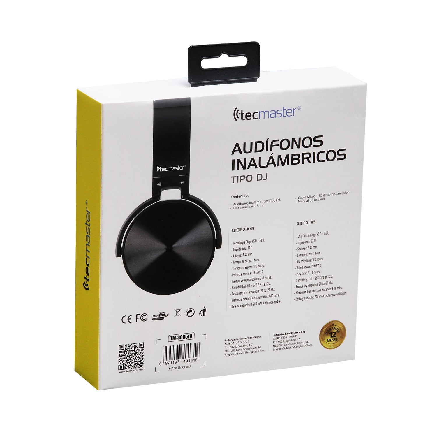 Audifonos Bluetooth Tecmaster Tipo Dj TM-300510 Negro – imagen 2