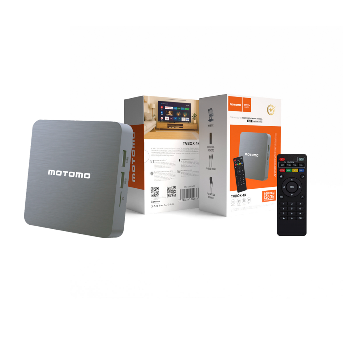 Android TV Box Android Motomo 4k Ultra 128 Gb + 8 gb Ram Negro
