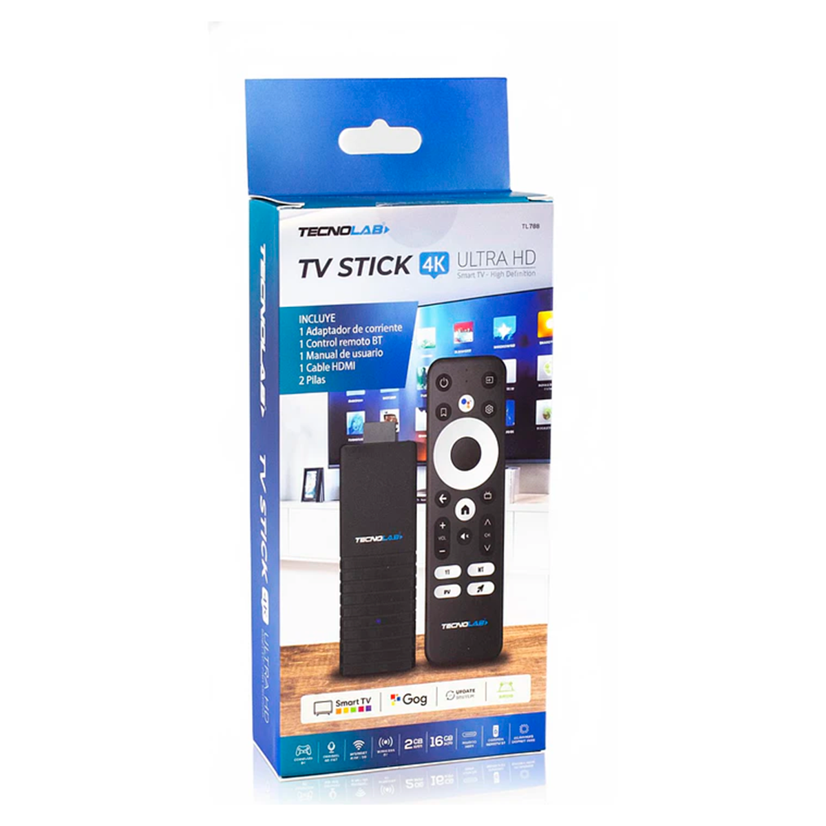 Tv Stick 4K Android 16 Gb Wifi Tecnolab TL708 Plus Negro