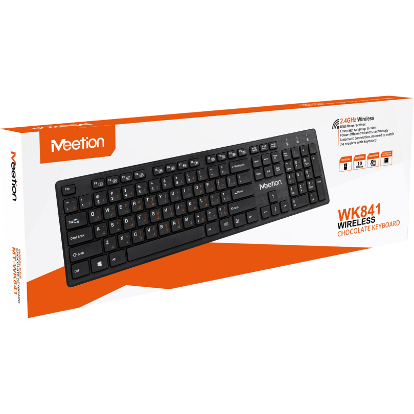 Teclado Alámbrico Ultradelgado Meetion MT-WK841 USB Negro - vista 3