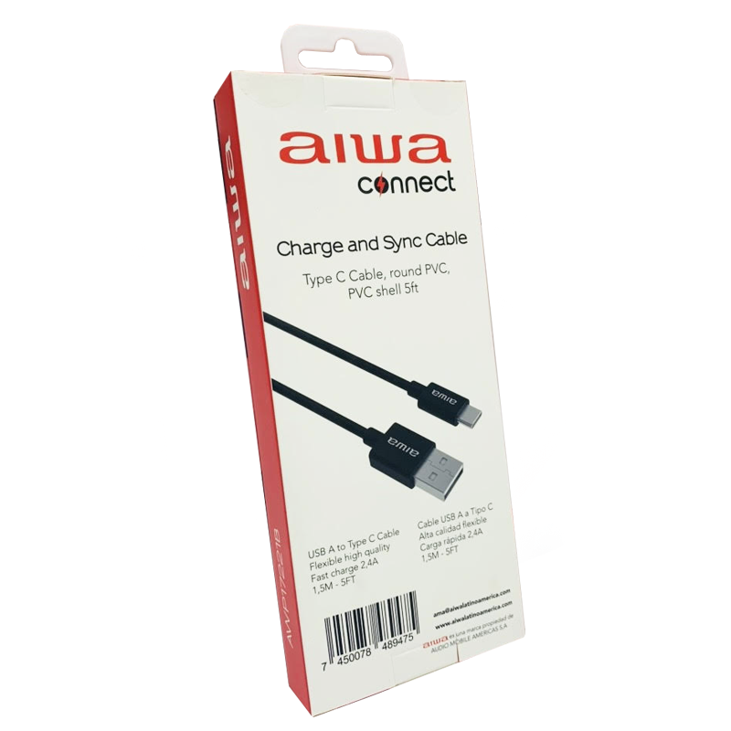 Cable Usb Tipo C 1,5 Metros Aiwa Negro – imagen 3