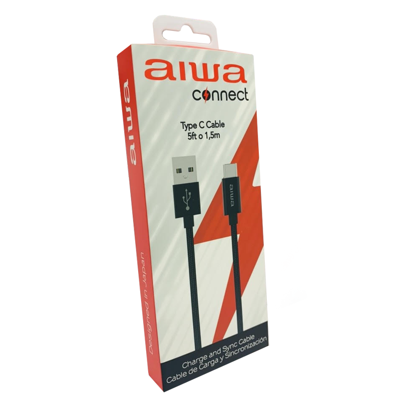 Cable Usb Tipo C 1,5 Metros Trenzado Aiwa Negro – imagen 2