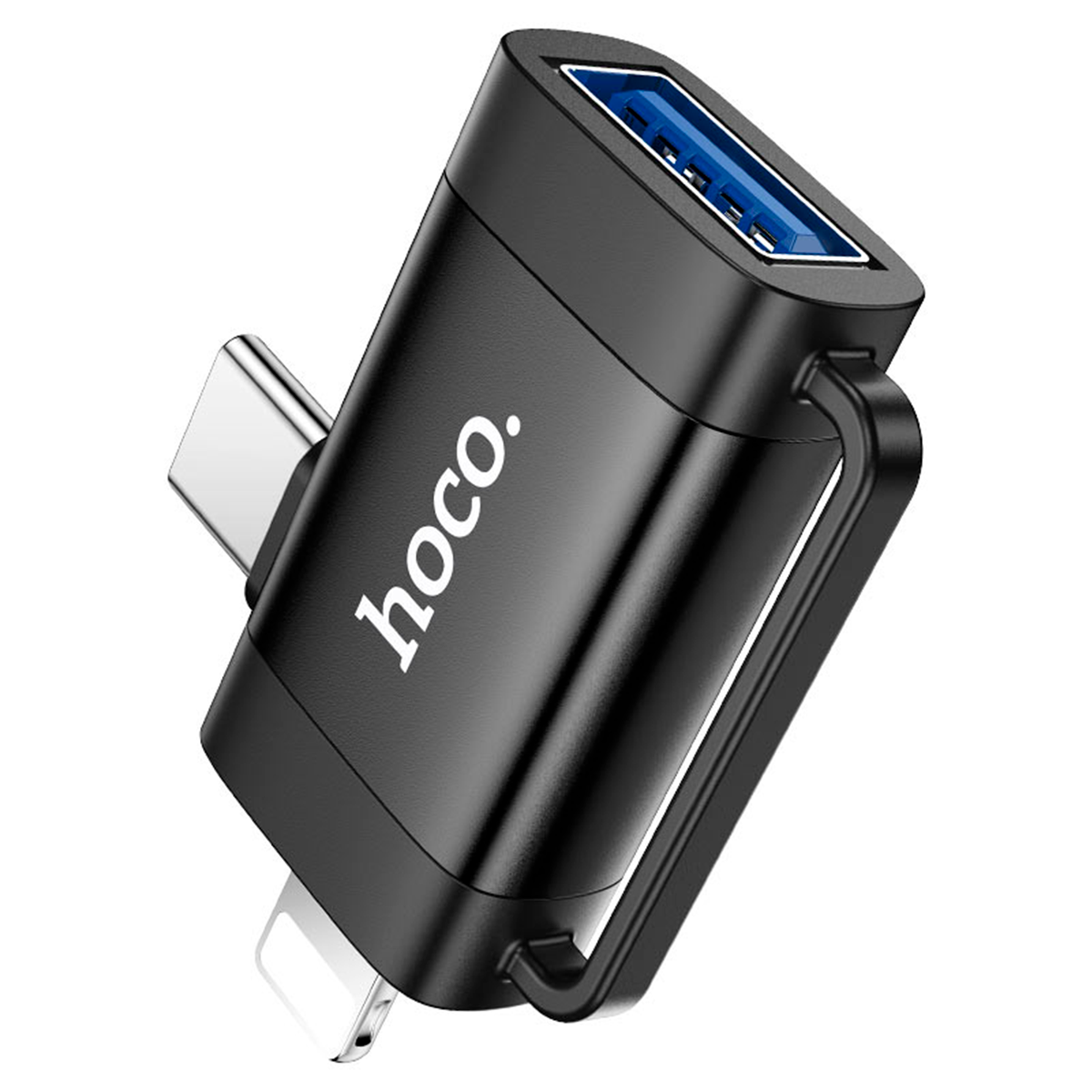 Adaptador Mini Usb a Tipo C y Para Lightning Hoco Ua31f Negro