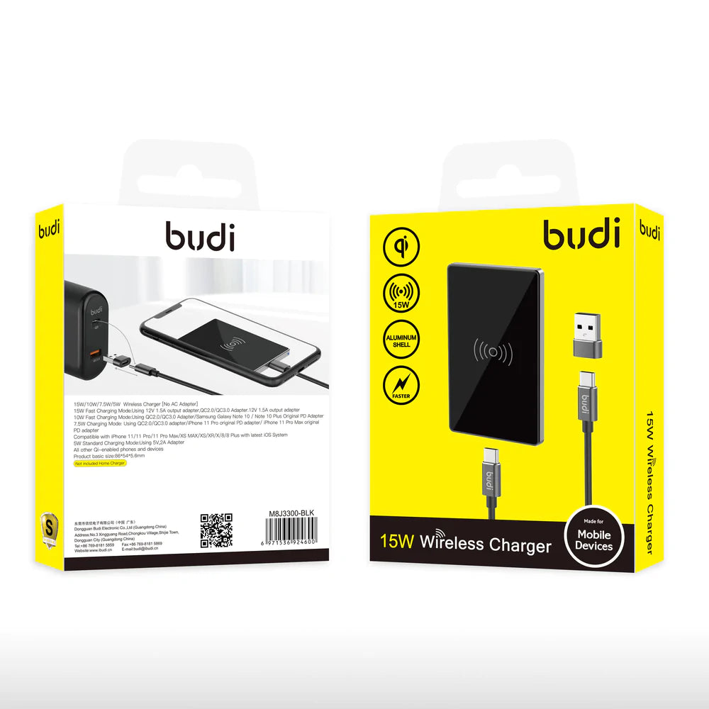 Cargador Inalámbrico Budi Carga Rapida 15w M8j3300 Negro – imagen 3