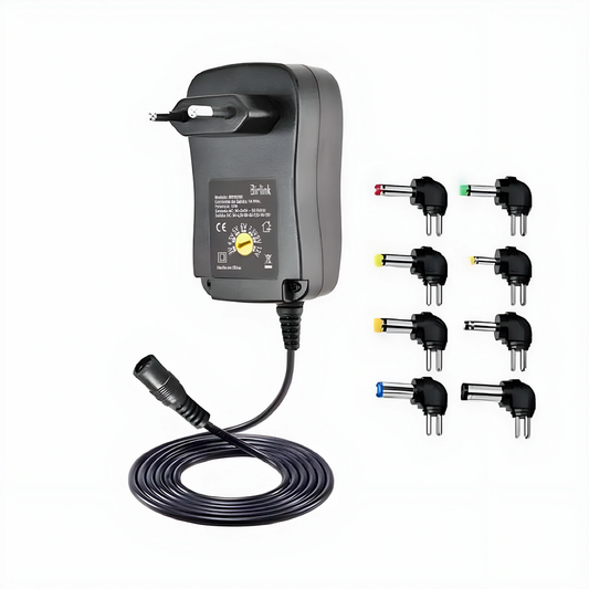 Fuente de poder universal AC/DC Birlink negra con voltaje regulable