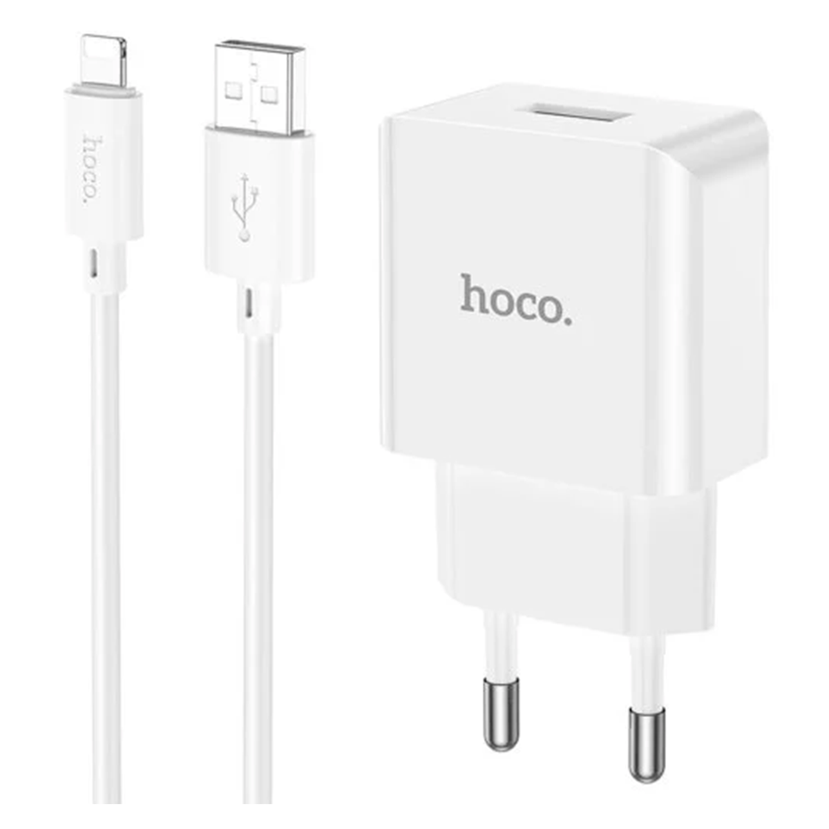 Cargador Hoco C106A 10.5w + Cable Para Lightning Blanco