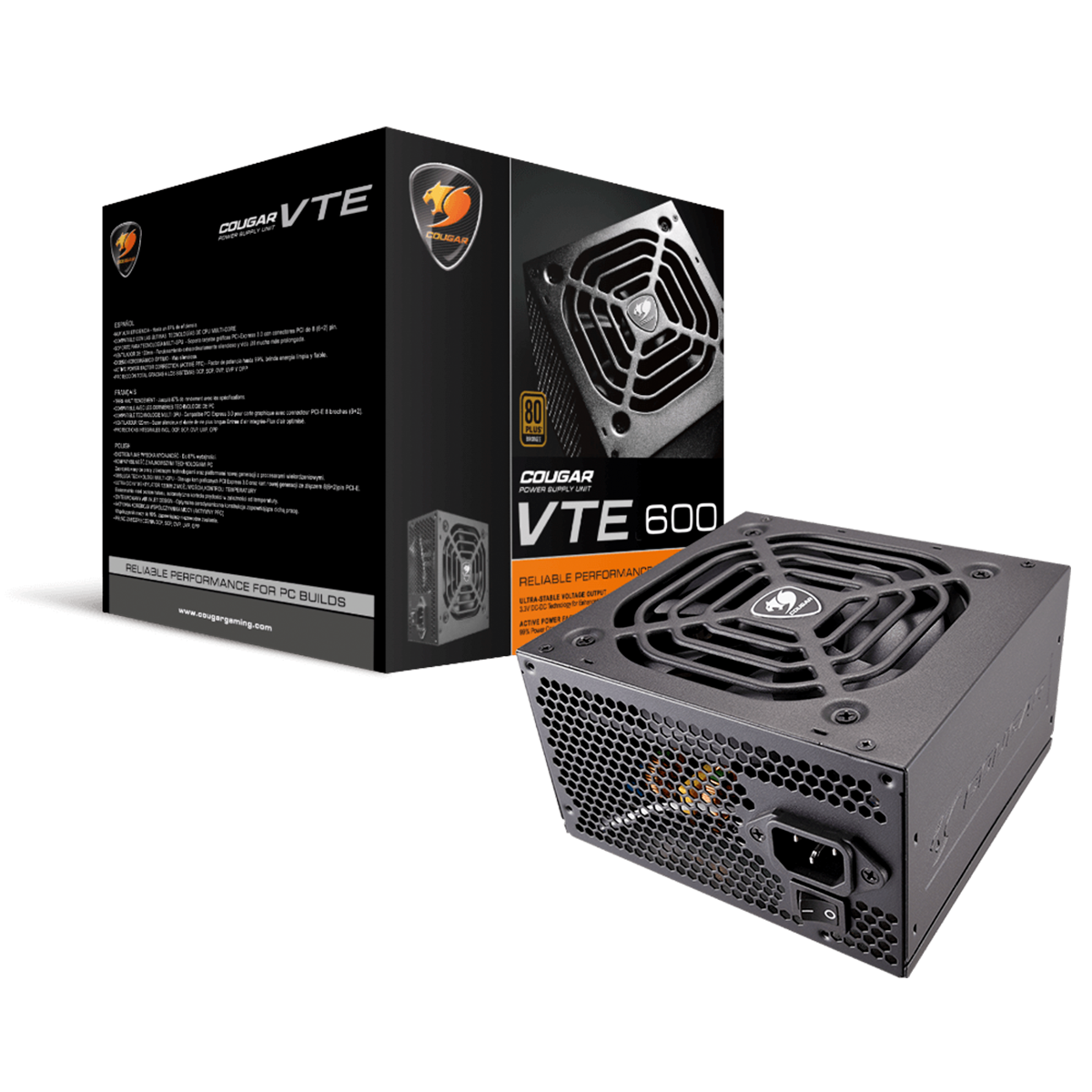 Fuente De Poder Cougar Vte 600w 80+ Plus Bronze Negro